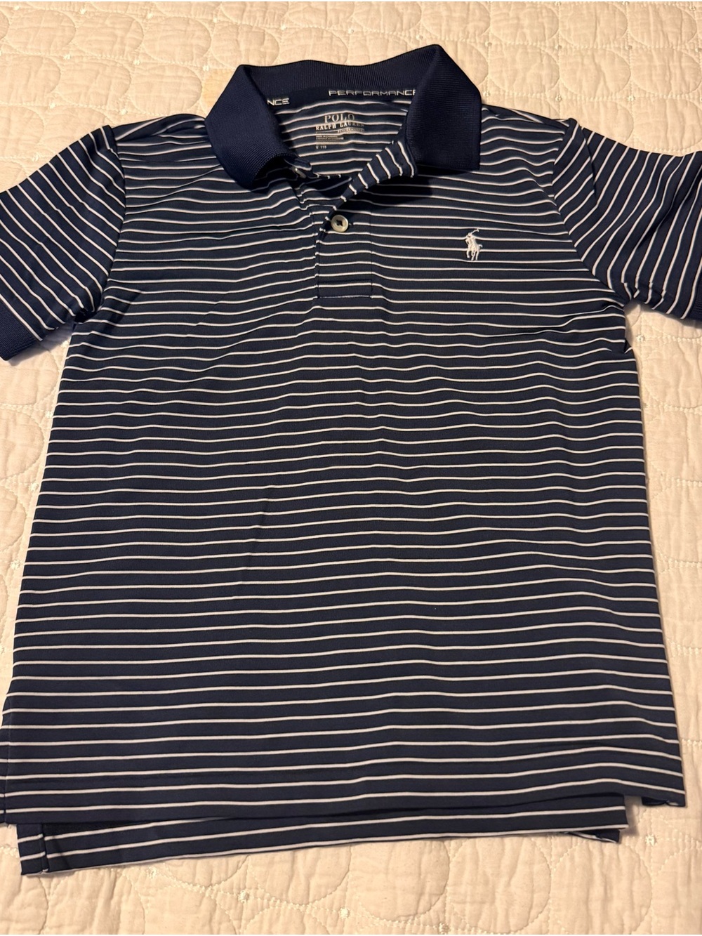 Ralph Lauren Boy’s Navy Striped Performance Polo Shirt
